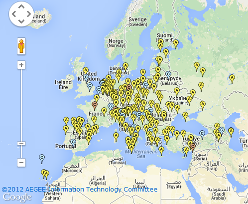 Interaktive Karte aller AEGEE-Antennen