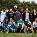 Playing soccer golf with ERASMUS students